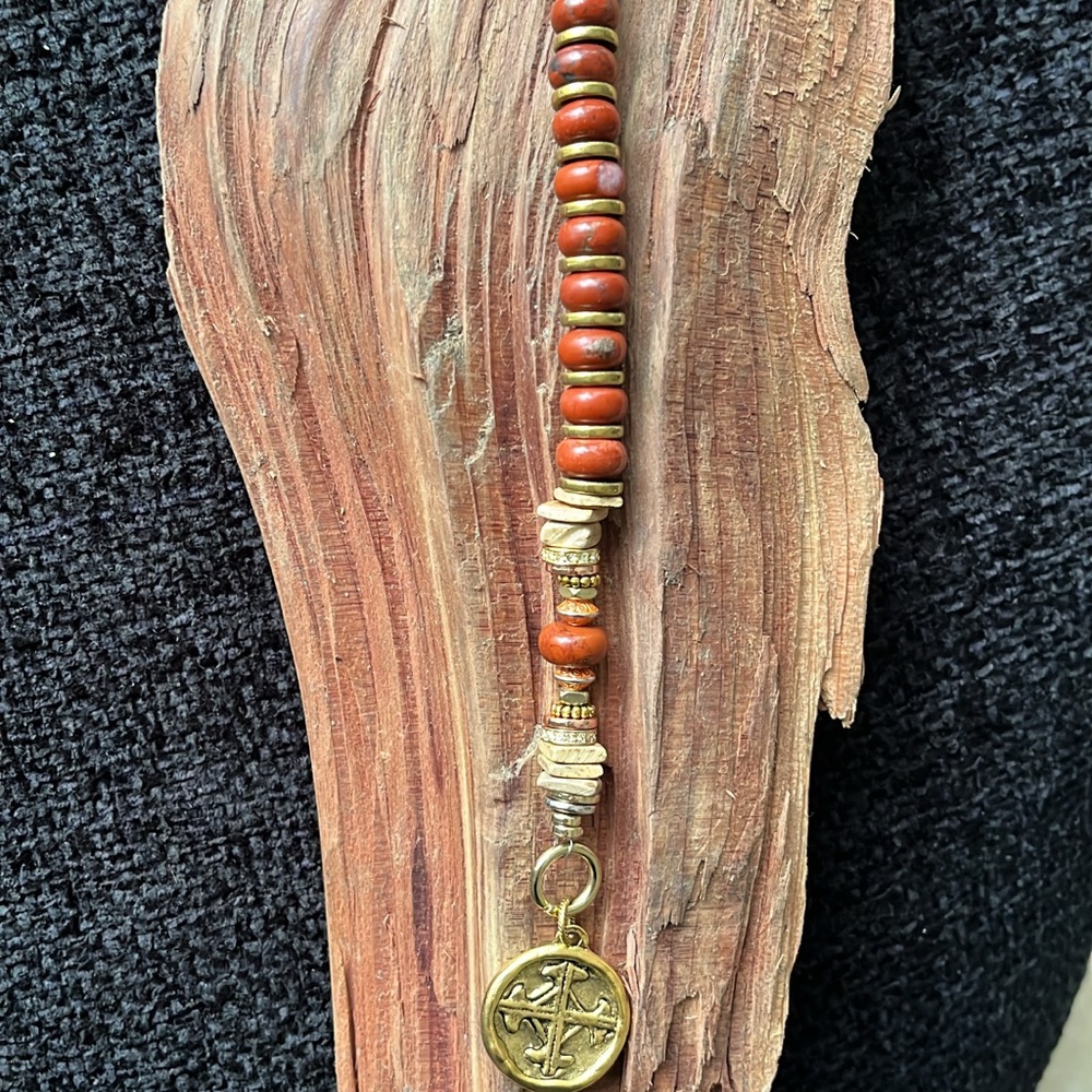 Elegant Jasper Faith Beads with Gold Serenity Prayer Charm